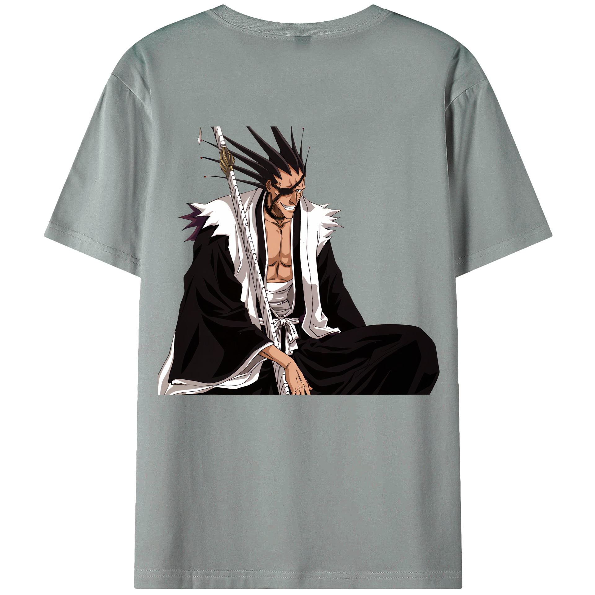 （画像用） ブリーチ ざらき けんぱち BLEACH Zaraki Kenpachi 綿100％ メンズ半袖Tシャツ（バックプリント） 通気性